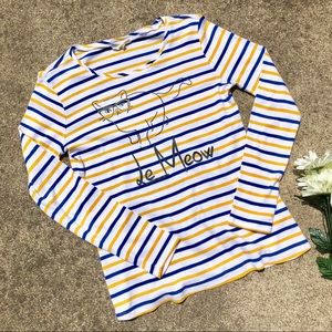 Madison Jules Striped French Cat Shirt